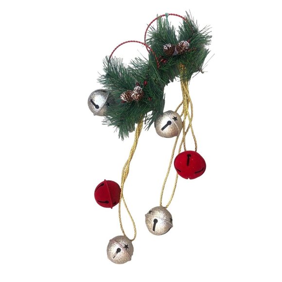 CHRISTMAS 2-PIECE DOOR/DOORKNOB CHRISTMAS DECORATION WITH BELLS - Picture 2 of 5